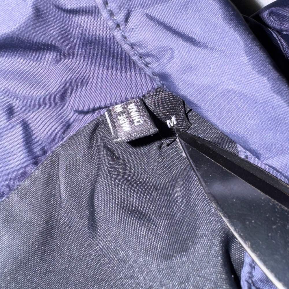 Theory Bomber Jacket Mens M Navy Blue Nylon Full Zip Mock Neck Zipper Cuffs READ - Picture 8 of 12